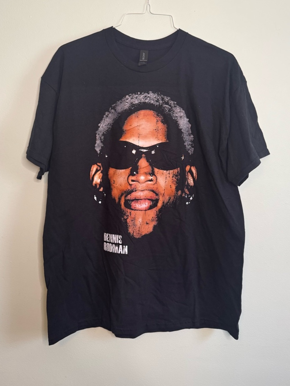 Dennis Rodman Black Graphic Tee - Men's Basketball Portrait Shirt (XL)